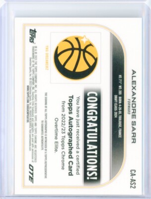 2022-23 Topps Chrome Overtime Elite OTE ALEXANDRE SARR