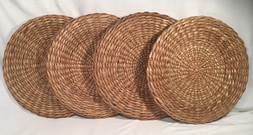 Set 4 Gewebte Faser 14" Ladegerät Natur Korb Teller Tischsets  - Bild 2 von 4