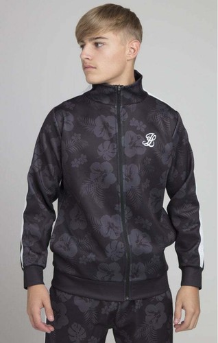 Illusive London Boys Black / Grey  Floral Tone Zip Through 13-14 Years - Picture 1 of 5