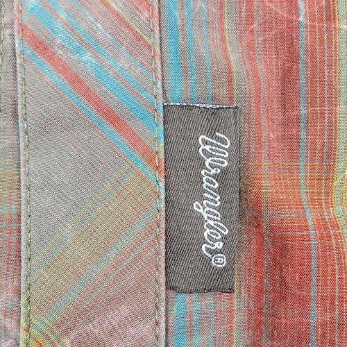 Wrangler Shirt Men XL Retro Western Pearl Snap Colorful Plaid Cowboy Rodeo - Bild 6 von 11