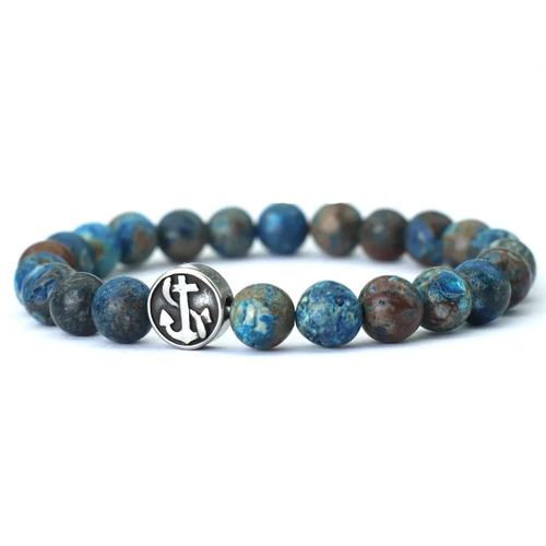 Simple Style Genuine Natural Stone Bracelet for Men Viking Pirate Compass Bracle - Picture 6 of 17