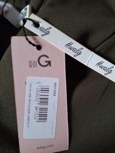 Jumpsuit  khaki Damen one shoulder Ausschnitt Dalia S 10  - Bild 10 von 19