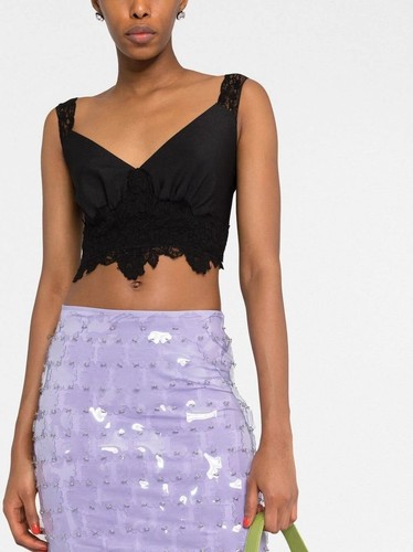 Paco Rabanne Lace-Trimmed Satin Cropped Camisole / Black / RRP: £390.00 - Picture 7 of 7