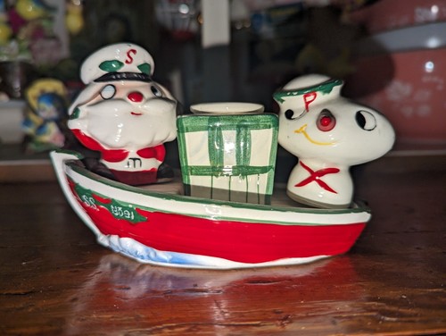 RARE Vintage 1959 Holt Howard SS NOEL SANTA Ship Boat Salt & Pepper  Japan LOOK! - Picture 6 of 11