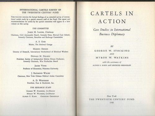 Cartels In Action price fixing business GW Stocking MW Watkins old 1949 Hc/Dj VG - Imagen 2 de 9