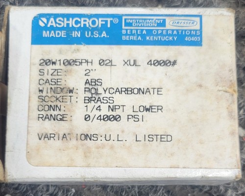 ASHCROFT 20W-1005PH-02L-XUL 4000# Gauge. New - Picture 2 of 2