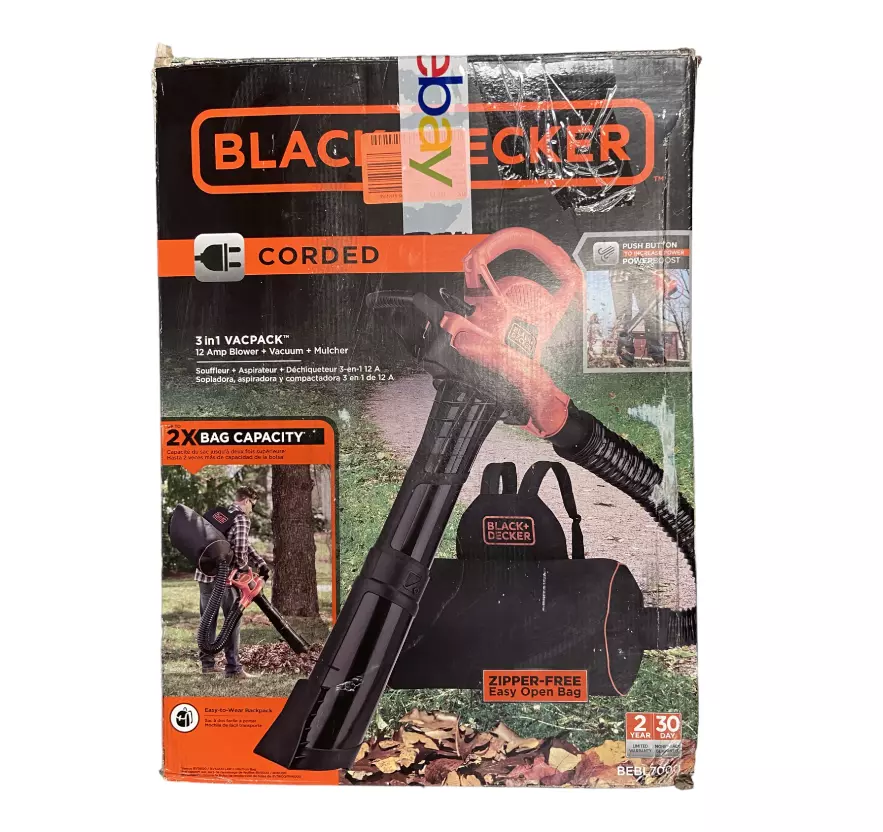 Black + Decker 3-in-1 Vacpack 12 Amp Leaf Blower, Vacuum And