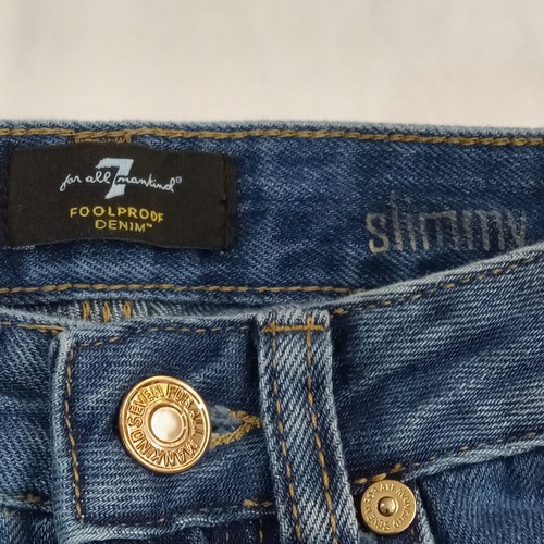 7 For All Mankind Jeans Kids Size 8 Blue Foolproof Denim Slimmy Medium Wash - Picture 6 of 8