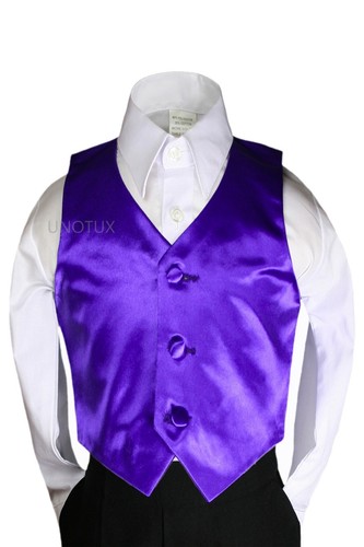 New Boys Satin Vest only Baby Toddler Formal Party Boy Suit Tuxedo 23 Color S-14 - Picture 17 of 48