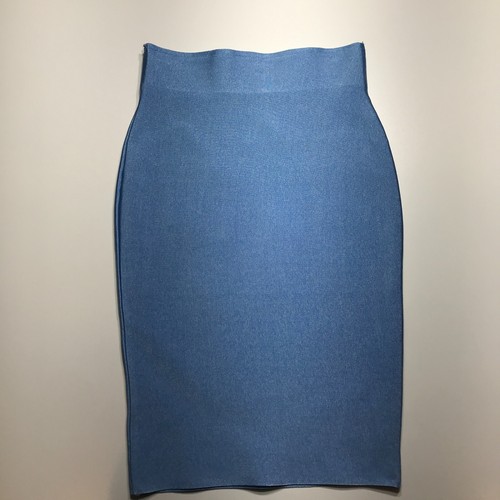 WOW Couture Skirt Womens Small Light Blue Bodycon Body Hugging Knit High Rise - Picture 2 of 14