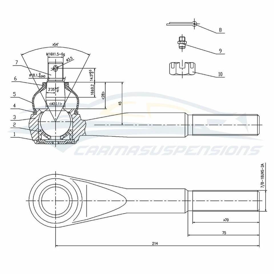 Se adapta a Chevrolet K10 1975-1986 marca 8x rótula superior inferior extremo de varilla de amarre Foto 2 de 4