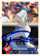 Tom Goodwin autographed baseball card (Los Angeles Dodgers) 1993 Donruss #640