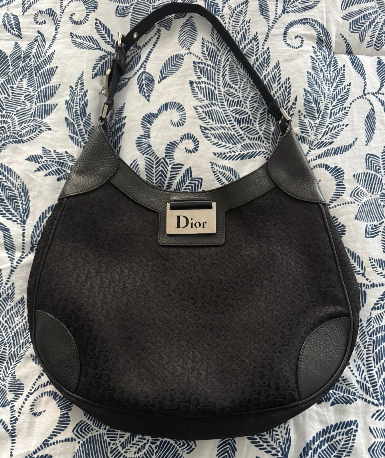 Authentique sac cabas Dior vintage Diorissimo noir avec quincaillerie argentée