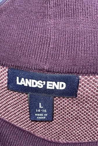 Girls LANDSEND  Plaided Purple SWEATER SIZE L Thick & Warm - Picture 2 of 4
