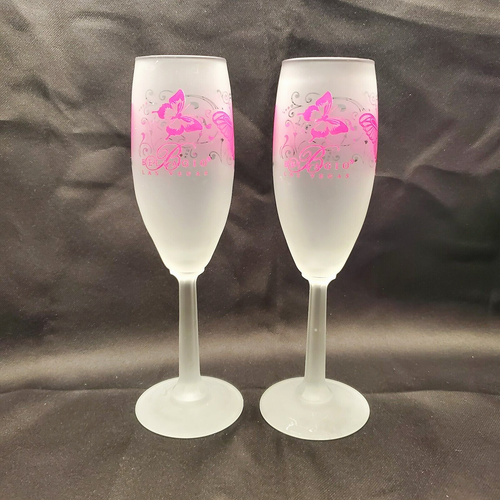 Bellagio Champagne Glass Flute Rare Pink Butterfly 8" Las Vegas Hotel Casino - Picture 2 of 12