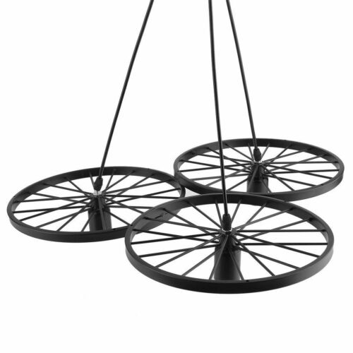 Vintage 3 Way Wheel Ceiling Light Industrial Hanging Pendant Lights for Cafe Bar - Picture 19 of 33