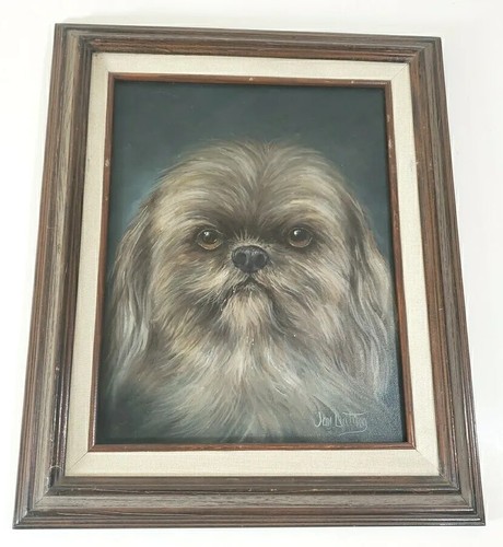 Shih Tzu Hund Original Kunst Ölgemälde auf Leinwand 19" professionell signiert Luiting
