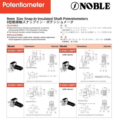 5 x 50k LINEAR potentiometer 9mm Noble Super-smooth Cond. Polymer long-life NEW - Picture 4 of 6