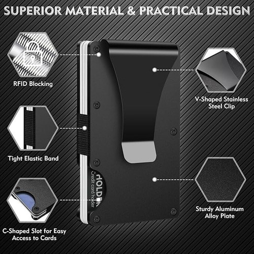 Kansas KU Jayhawks Thin Metal RFID Blocking Slim Wallet Custom Laser Engraved - Picture 4 of 7