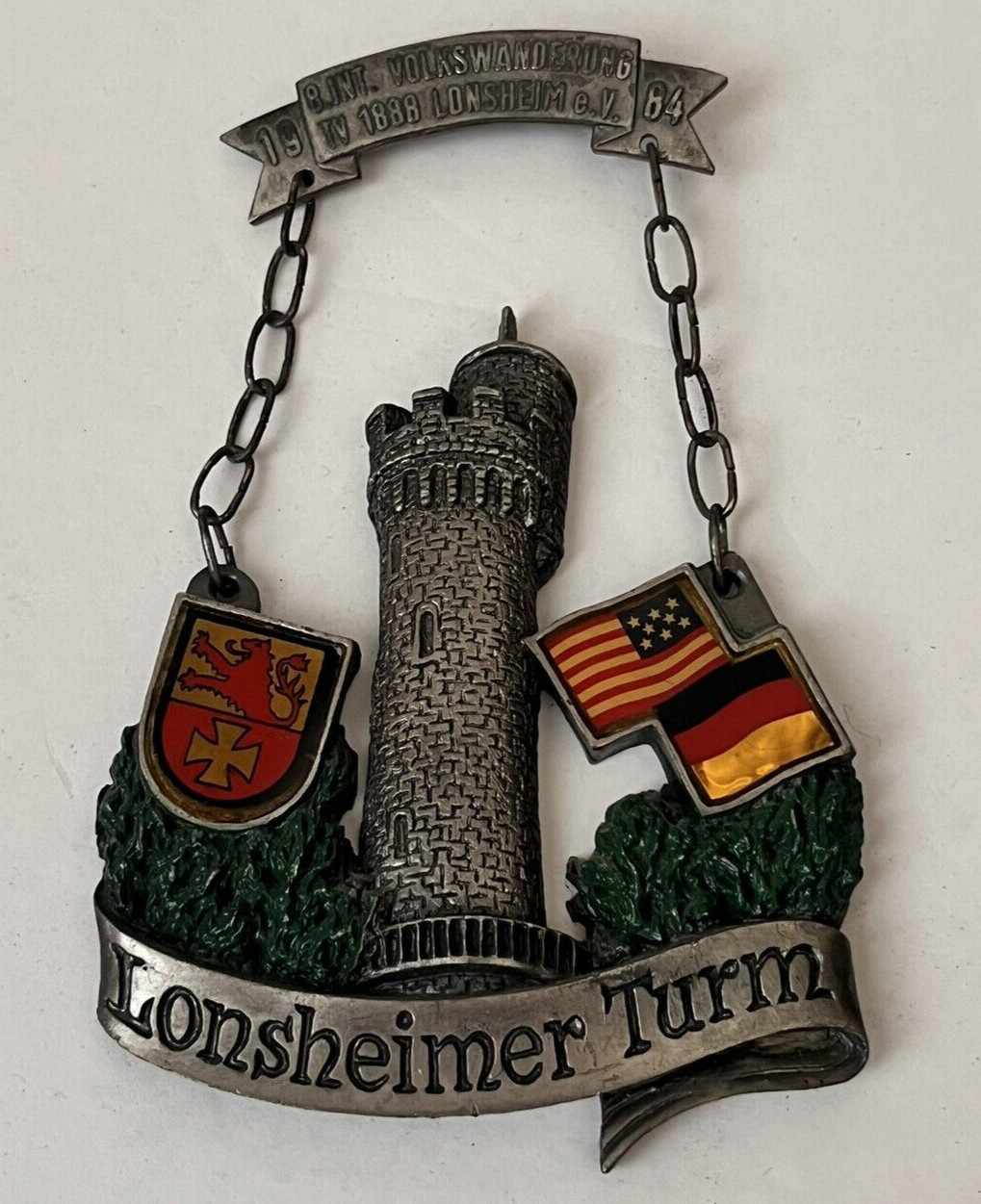 1984 80s Volkswanderung German Hiking Medal Lonsheimer Turm Vintage Rare