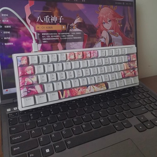 Genshin Impact Yae Miko Wired 87/61Key Mechanical Keyboard Keyclick Blue Switch - Picture 19 of 30