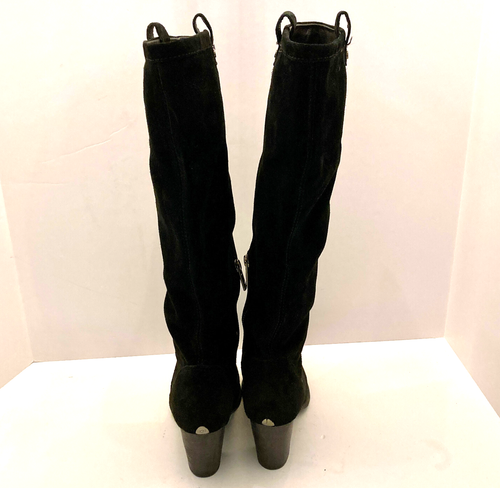 UGG Ava Black Suede Leather Knee High Heel Boots Womens 7.5 EU 38.5 - Picture 4 of 14
