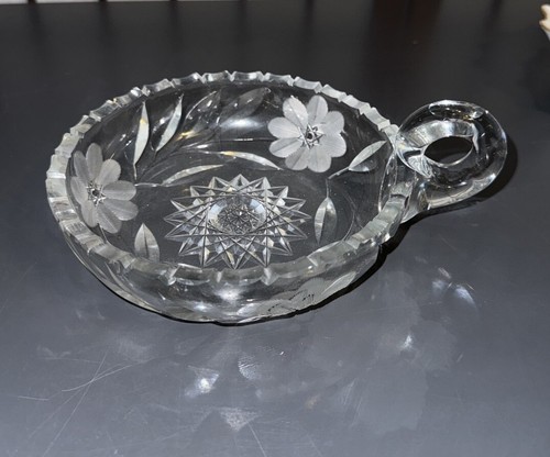 Vintage American Brilliant Style Cut Glass ABP Nappy Candy NUT Dish with Handle - Picture 2 of 21