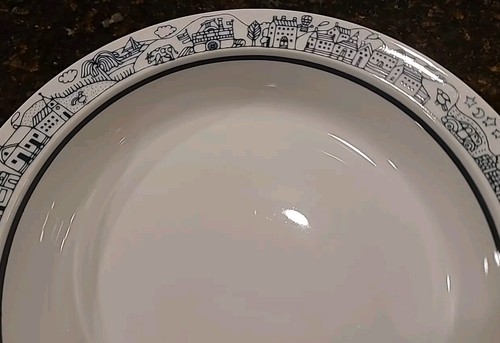 SET OF 2 Dansk Bistro VILLAGE Children's Dishes: 8.75" Plate & 8" Bowl Portugal - Picture 10 of 21