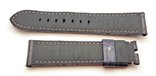 Autentico cinturino orologio Officine Panerai in pelle blu navy 24/22 mm, 95+125 mm OEM - Foto 2 di 3