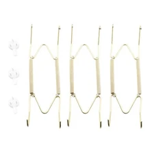 Decorative Plate Metal Hooks 3 Pack Invisible Wire 6/7 Inch Gold Wall