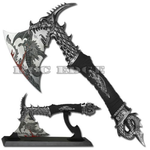 Fantasy Drachen Axt 14,5 Zoll Sammlerstück Schwert mit Aufsteller Dekor Geschenk - Bild 1 von 1