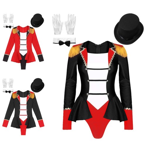 Women's Magician Ringmaster Circus Costume Tailcoat Jacket Hat Gloves Bowtie Set - Picture 1 of 38