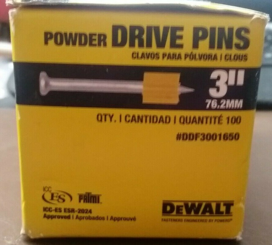 100 DeWalt Powder Drive Pins 3 inch DDF3001650 eBay
