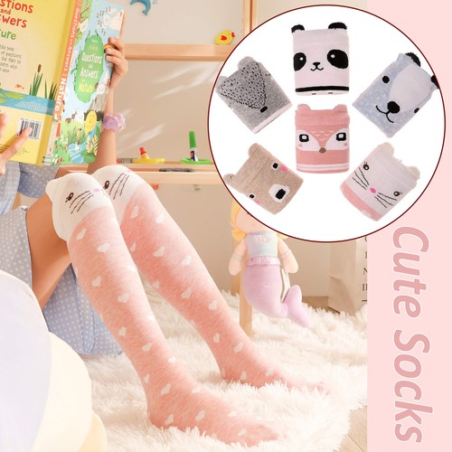 Kids Girls Knee High Socks Long Boot Crazy Silly Fun Gift Tall Funny Cute Ani... - Picture 3 of 6