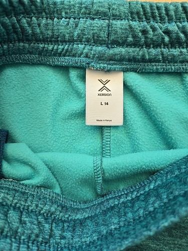 Girls Sweatpants Sz L 14 Blue Fleece Lined Drawstring Athletic Pants Xersion - Picture 3 of 8