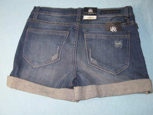 NWT Rock & Republic Blue Denim Womens Bumpershoot Shorts "Moonstruck " - Picture 3 of 3