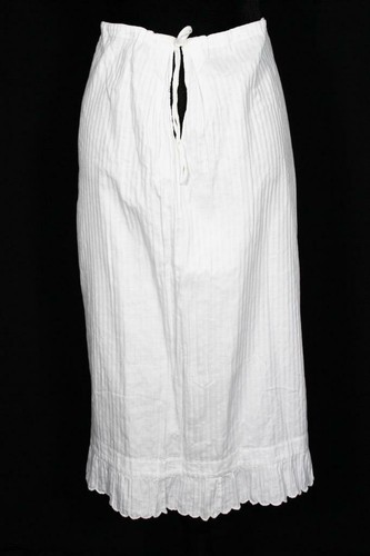 RARE ANTIQUE FRENCH EDWARDIAN WHITE COTTON PETTICOAT SKIRT 36"-38" WAIST 29"L - Picture 3 of 3