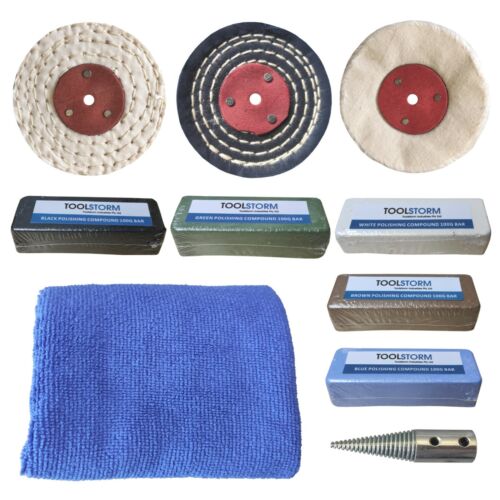 3" 150W Mini Bench Grinder Polisher With TOOLSTORM 3" Metal Polishing Kit - Picture 2 of 11