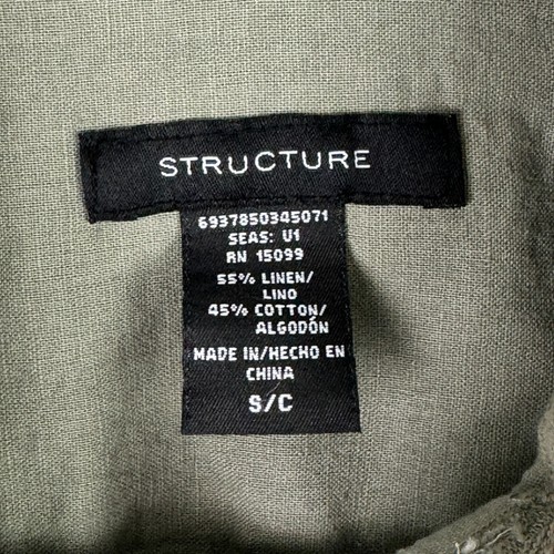 Structure Mens Sz S Linen Blend Roll Tab Long Sleeve Military Fall Summer - Picture 7 of 12
