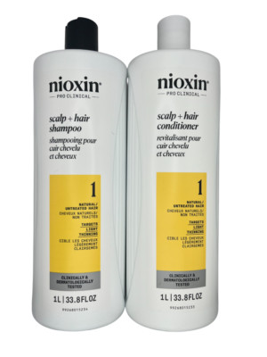 Nioxin System 1 Scalp + Hair Shampoo and  Conditioner Natural Hair Duo 33.8 Oz