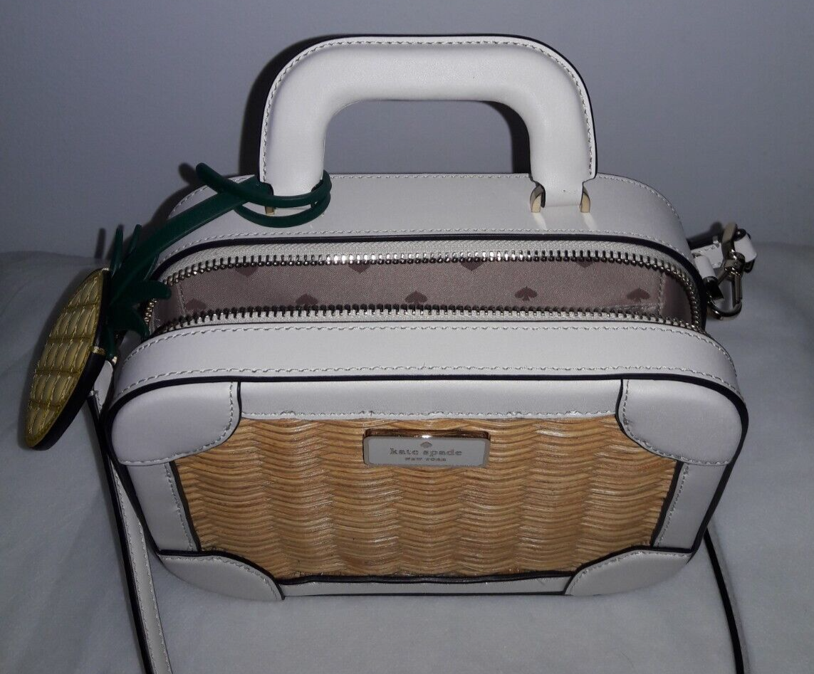 AUTHENTIC KATE SPADE NATURAL WICKER CROSSBODY BAG PURSE PINEAPPLE