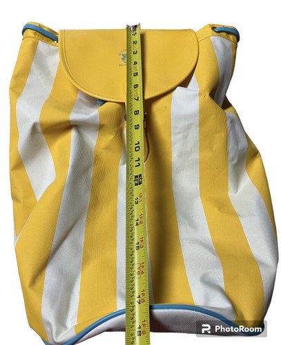 VINTAGE GIORGIO BEVERLY HILLS YELLOW AND WHITE BUCKET BEACH BAG - Picture 7 of 11