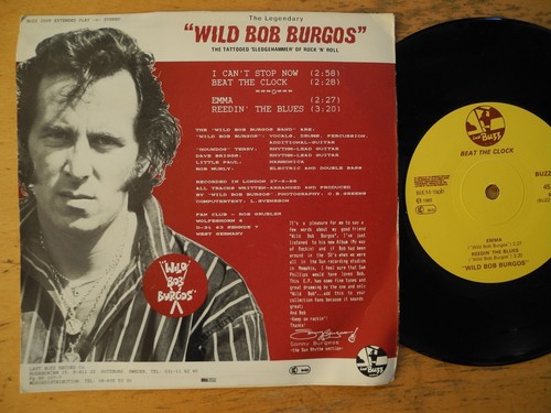 WILD BOB BURGOS Beat The Clock + 3 EP 45 7" 2005 Sweden Last Buzz EX - Picture 2 of 2