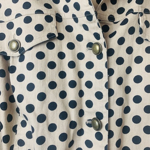 CJ Banks Women's Jacket 2X Beige with Black Polka Dots Denim Feel Long Sleeve - Picture 3 of 12