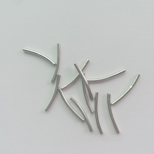 500 Pcs Silver Plated Spacer Beads 2x25mm Curve Tube Beads for Jewelry Crafting