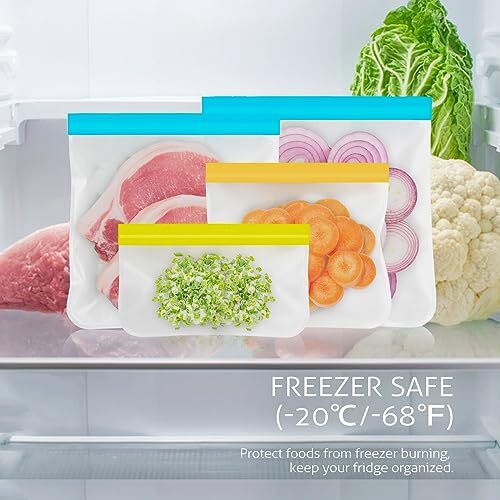 10 Stück Wiederverwendbare Silikon Lebensmittel Aufbewahrung Beutel für Marinieren Fleisch Sandwich Snack - Bild 6 von 7