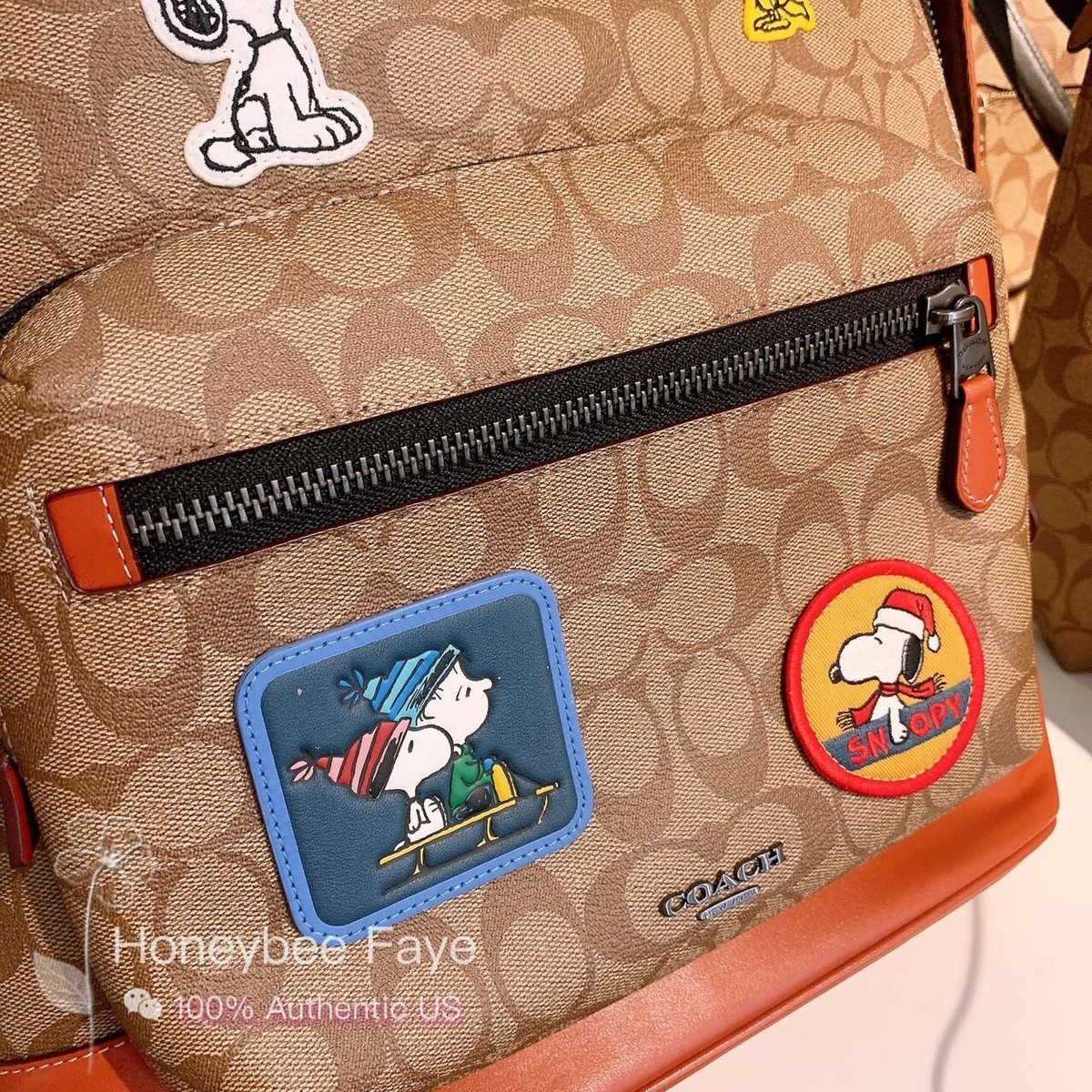 COACH PEANUTS バッグ COACH x PEANUTS LIMITED EDITION HAZELNUT NEWSPRINT SNOOPY