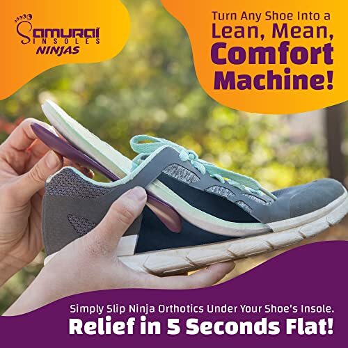 Samurai Insoles Ninjas Plantar Fasciitis Relief Arch Support Shoe Insoles, - Picture 3 of 8