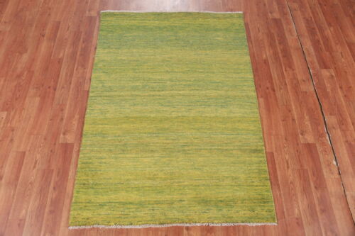 Elegant Handcrafted Gabbeh Solid Green Wool Rug - Limited Edition" 3x5 ft - Picture 3 of 13