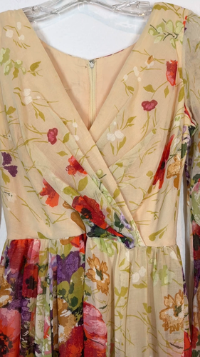 Vintage 70s Jack Bryan XS Maxi Dress Floral Print Chiffon Party Summer Cocktail - Video 1 of 1
